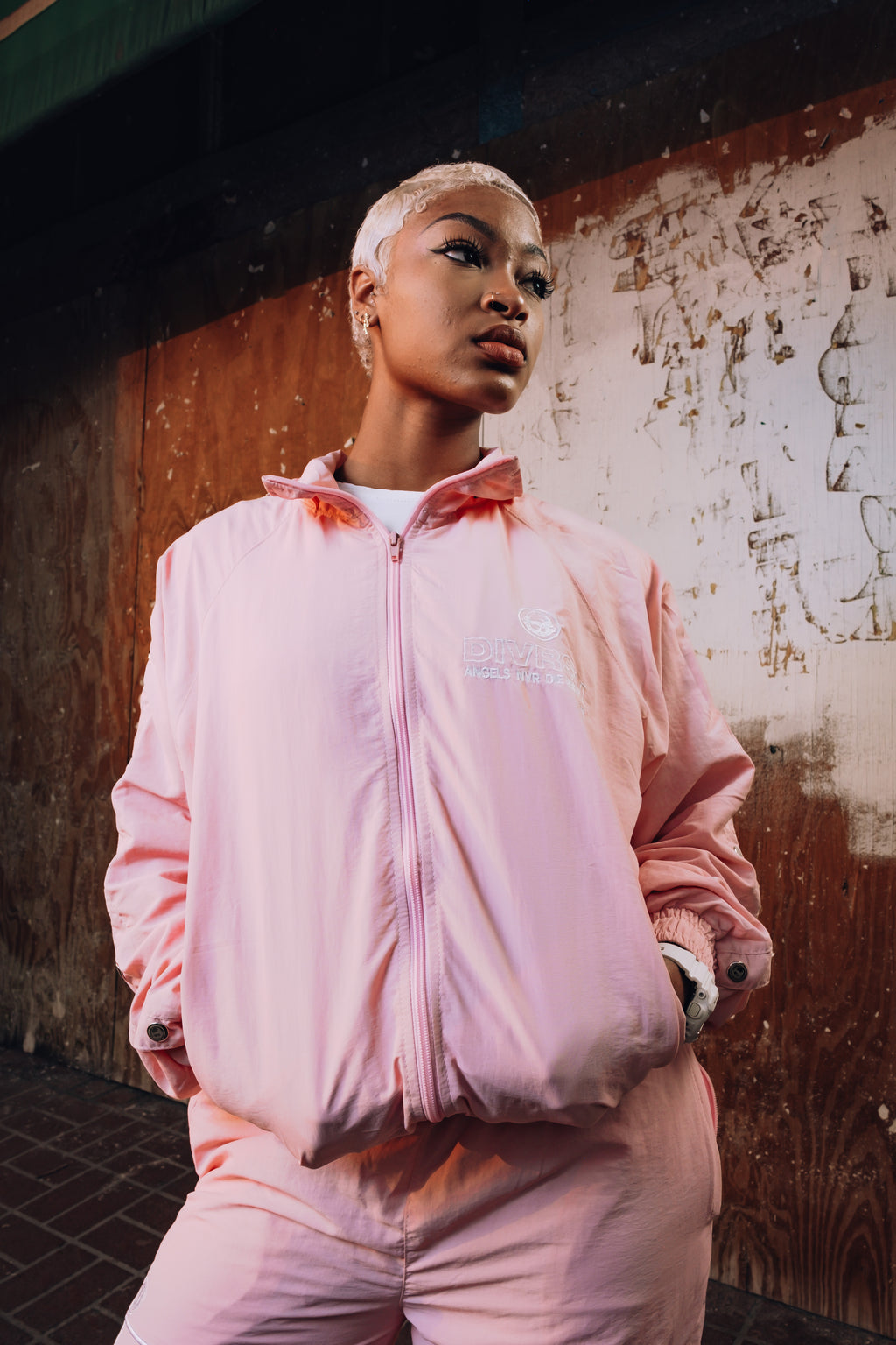"AND" PINK NYLON JACKET