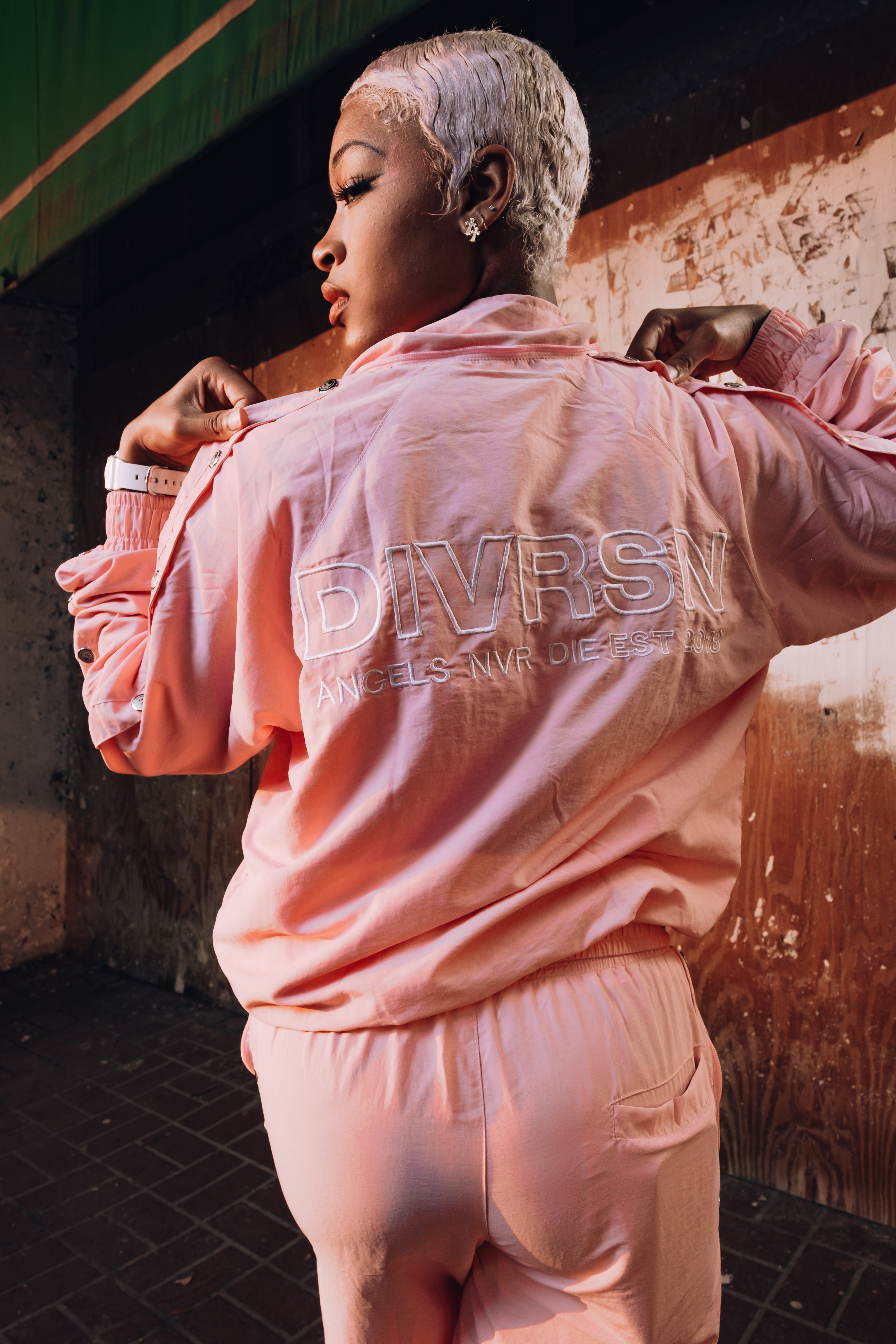 "AND" PINK NYLON JACKET