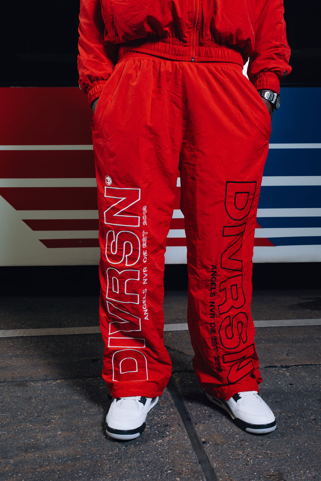 "AND" RED NYLON PANTS